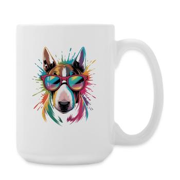 Bunter Bullterrier Wasserfarben Spritzer Graffiti - Große Tasse 440 ml - Weiß - Rechts