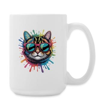 Colorful Cat Watercolor Splash Graffiti - Large Mug 440 ml - white - Right