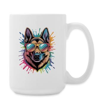 Colorful German Shepherd Watercolor Splash - Large Mug 440 ml - white - Right