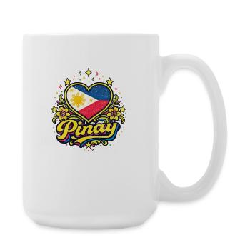 Pinoy Flag Heart Floral Pride - Große Tasse 440 ml - Weiß - Rechts