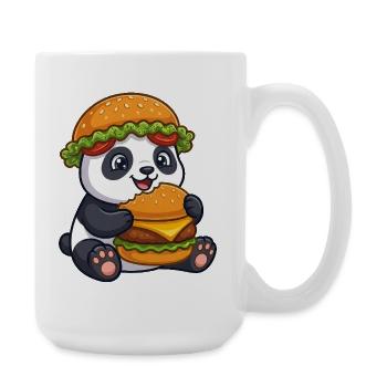 Panda mignon avec un dessin animé Burger - Grande tasse 440 ml - blanc - Droite