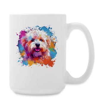 Colorful Dog Splash Art Bichon Fris - Large Mug 440 ml - white - Right