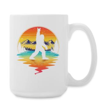 Bigfoot Rock On Shield Sasquatch Yeti Rétro - Grande tasse 440 ml - blanc - Droite