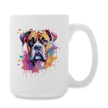 Boxer Colorful Dog Splash Art - Large Mug 440 ml - white - Right