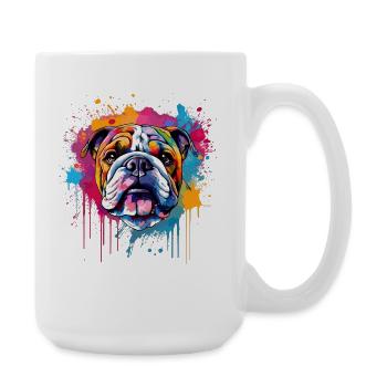 Colorful Dog Splash Art Bulldog - Large Mug 440 ml - white - Right