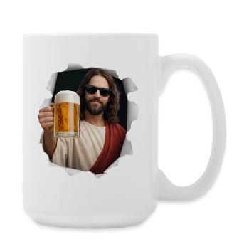 Jésus-Christ avec de la bière et des lunettes de soleil - Grande tasse 440 ml - blanc - Droite