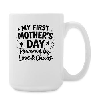 First Mother's Day Humor Mom Gift Idea Family - Large Mug 440 ml - white - Right