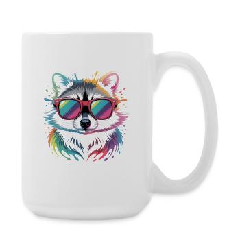 Colorful Raccoon Watercolor Splash - Large Mug 440 ml - white - Right