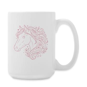 Cheval fleuri bohème fille rose - Grande tasse 440 ml - blanc - Droite