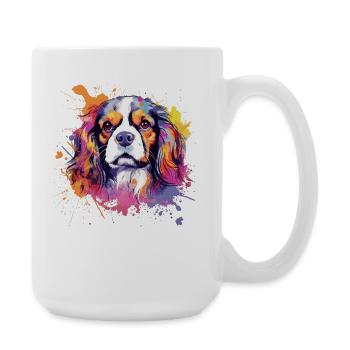 Cavalier King Charles Spaniel Splash Art - Große Tasse 440 ml - Weiß - Rechts