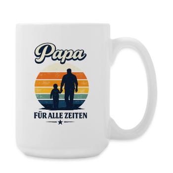 Papa für alle Zeiten Retro Vater Kind Motiv - Große Tasse 440 ml - Weiß - Rechts