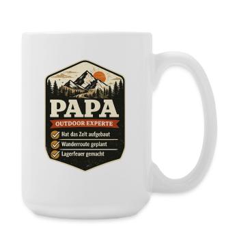 Papa Outdoor Experte Camping Badge Spruch - Große Tasse 440 ml - Weiß - Rechts