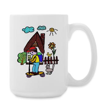 House Skateboarder Flower Garden Kids - Large Mug 440 ml - white - Right