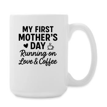 First Mother's Day Humor Mom Gift Idea Family - Large Mug 440 ml - white - Right