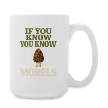 Chasseurs de morilles, champignons morilles sauvages sur - Grande tasse 440 ml - blanc - Droite