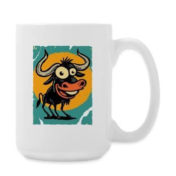 Funny bull in the circle of the sun - Large Mug 440 ml - white - Right