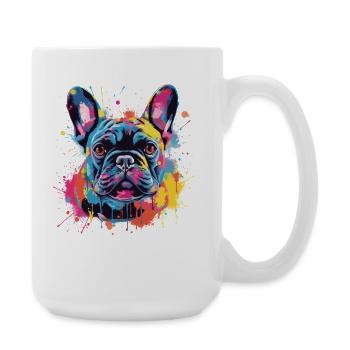 Colorful French Bulldog Dog Splash Art - Large Mug 440 ml - white - Right