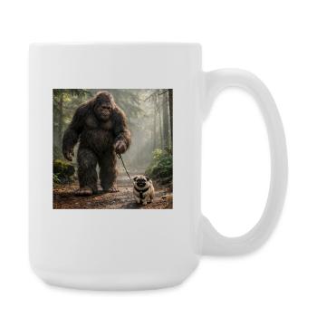 Scène drôle de randonnée matinale entre Bigfoot et Carlin - Grande tasse 440 ml - blanc - Droite