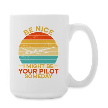 Flugzeug Flug Pilot Flugzeug Fluggesellschaft - Große Tasse 440 ml - Weiß - Rechts