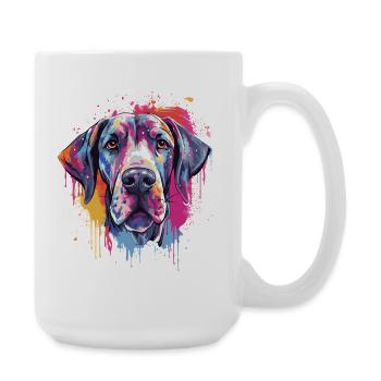 Colorful Dog Splash Art Great Dane - Large Mug 440 ml - white - Right