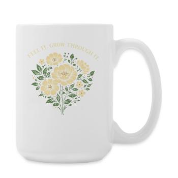 Feel It Grow Through It Floral Design - Large Mug 440 ml - white - Right
