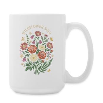 Wildflower Soul Floral Bouquet Design - Large Mug 440 ml - white - Right