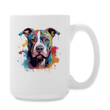 Pitbull Dog Colorful Splash Art - Large Mug 440 ml - white - Right