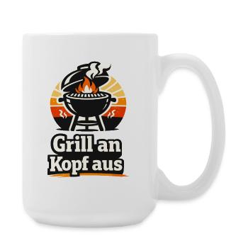 Grill an Kopf aus BBQ Spruch für Grillfans - Große Tasse 440 ml - Weiß - Rechts