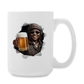 Bessie Coleman mit Sonnenbrille und Bier - Große Tasse 440 ml - Weiß - Rechts