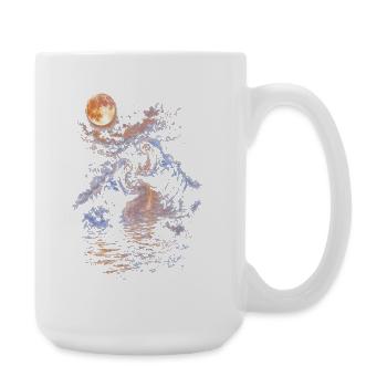 Mondnacht Hippo-Roar im Wasser - Große Tasse 440 ml - Weiß - Rechts