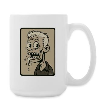 Grotesker Cartoon-Zombie-Sabber - Große Tasse 440 ml - Weiß - Rechts