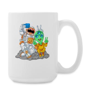 T-shirt selfie d’astronaute extraterrestre - Grande tasse 440 ml - blanc - Droite