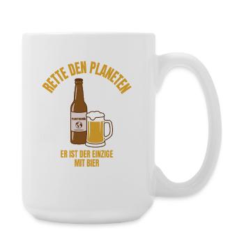 Rette Wasser Trink Bier Shirt Lustig - Große Tasse 440 ml - Weiß - Rechts