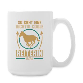 Reiten Pferdeliebhaber Reiterhof Pferde - Große Tasse 440 ml - Weiß - Rechts