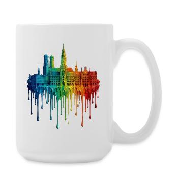 Munich with colorful gradient color - Large Mug 440 ml - white - Right