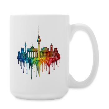 Berlin mit farbenfroh verlaufender Farbe - Große Tasse 440 ml - Weiß - Rechts