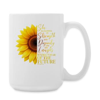 Christliche Sonnenblume Positivität Gott Religion - Große Tasse 440 ml - Weiß - Rechts