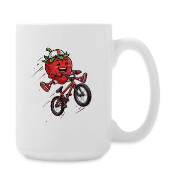 Lustige BMX Erdbeere Auf Dem Bike - Große Tasse 440 ml - Weiß - Rechts