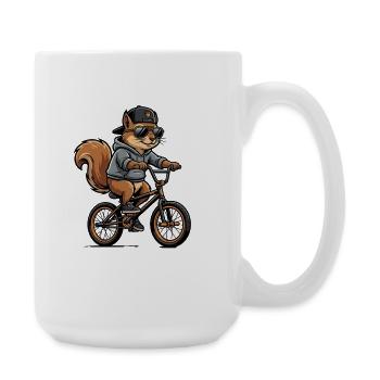 Cool BMX Squirrel with Cap and Hoodie - Large Mug 440 ml - white - Right