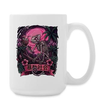 Skeleton in Neon Jungle With Chameleon - Large Mug 440 ml - white - Right
