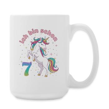 7th Birthday Unicorn Girl I'm already 7 - Large Mug 440 ml - white - Right