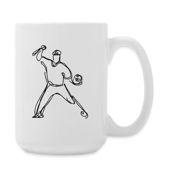 Baseballer Zeichnung - Große Tasse 440 ml - Weiß - Rechts