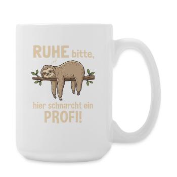 Faultier Schnarchen Shirt Lustig Schlafen Humor - Große Tasse 440 ml - Weiß - Rechts