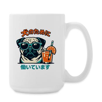 Funny Pug Lover Japanese I Work For My Dog - Large Mug 440 ml - white - Right
