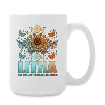 Litha Pagan: Sommersonnenwende, Mittsommer, Mittsommer, Mittsommer. - Große Tasse 440 ml - Weiß - Rechts