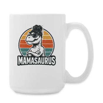 Mamasaurus Mama Mutter Geschenkidee Humor Lustig - Große Tasse 440 ml - Weiß - Rechts