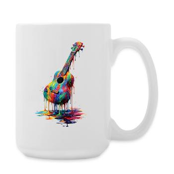 Ukulele mit tropfender Farbe - Große Tasse 440 ml - Weiß - Rechts