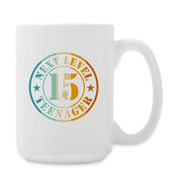 15e anniversaire Garçon Fille Adolescent Niveau 15 - Grande tasse 440 ml - blanc - Droite