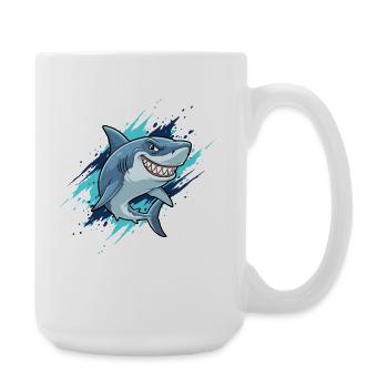 Cartoonhai Splash-Style - Große Tasse 440 ml - Weiß - Rechts