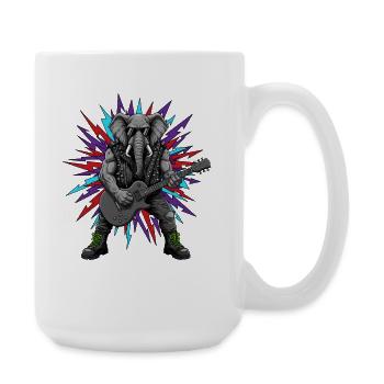 Heavy Metal Rocker Animal Elephant Guitar Rock Music - Large Mug 440 ml - white - Right